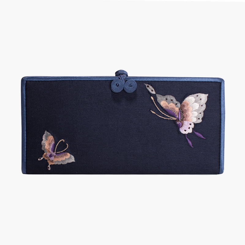 Elegant Embroidered Floral Clutch - Intricate Handmade Evening Bag