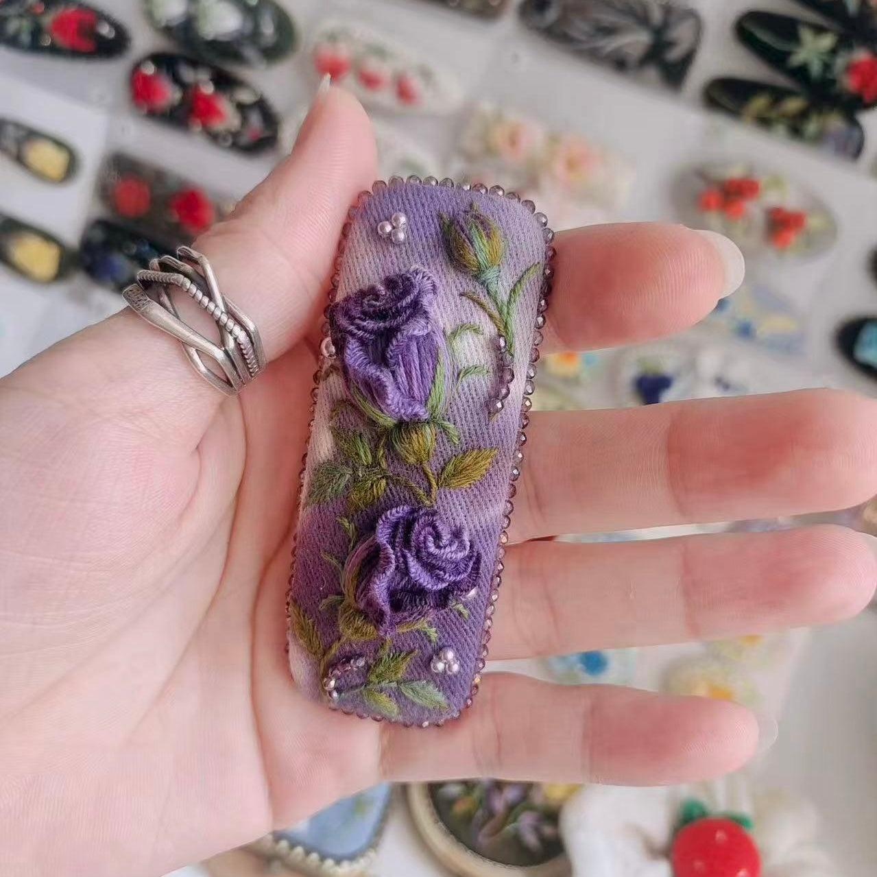 A Love Story for Your Hair: Hand-Embroidered Rose