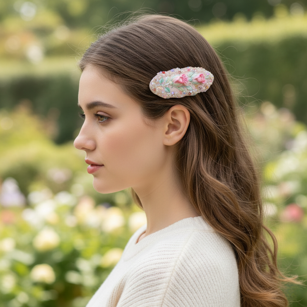 Enchanted Garden Hair Clip: Whimsical 3D Floral Fantasy