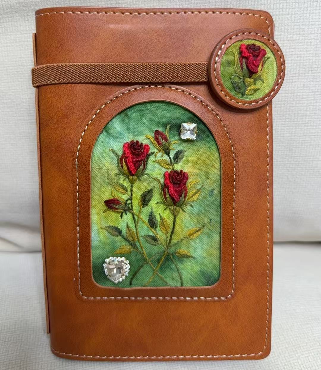 Embroidery Rose Floral Notebook - Vintage Style Journal for Writing & Sketching