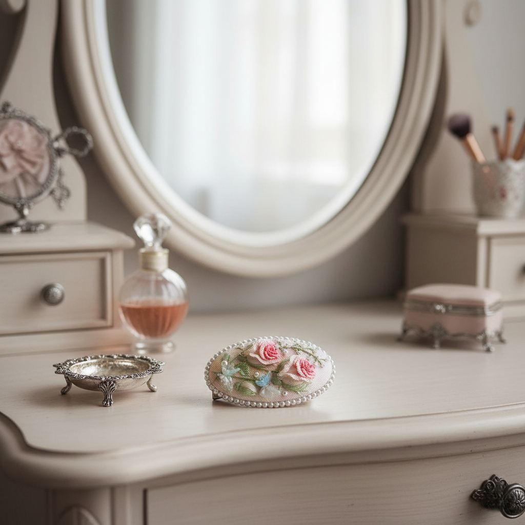 Artisan Embroidered Floral Hair Clip | Unique Handmade Gift for Girlfriend, Bridesmaid