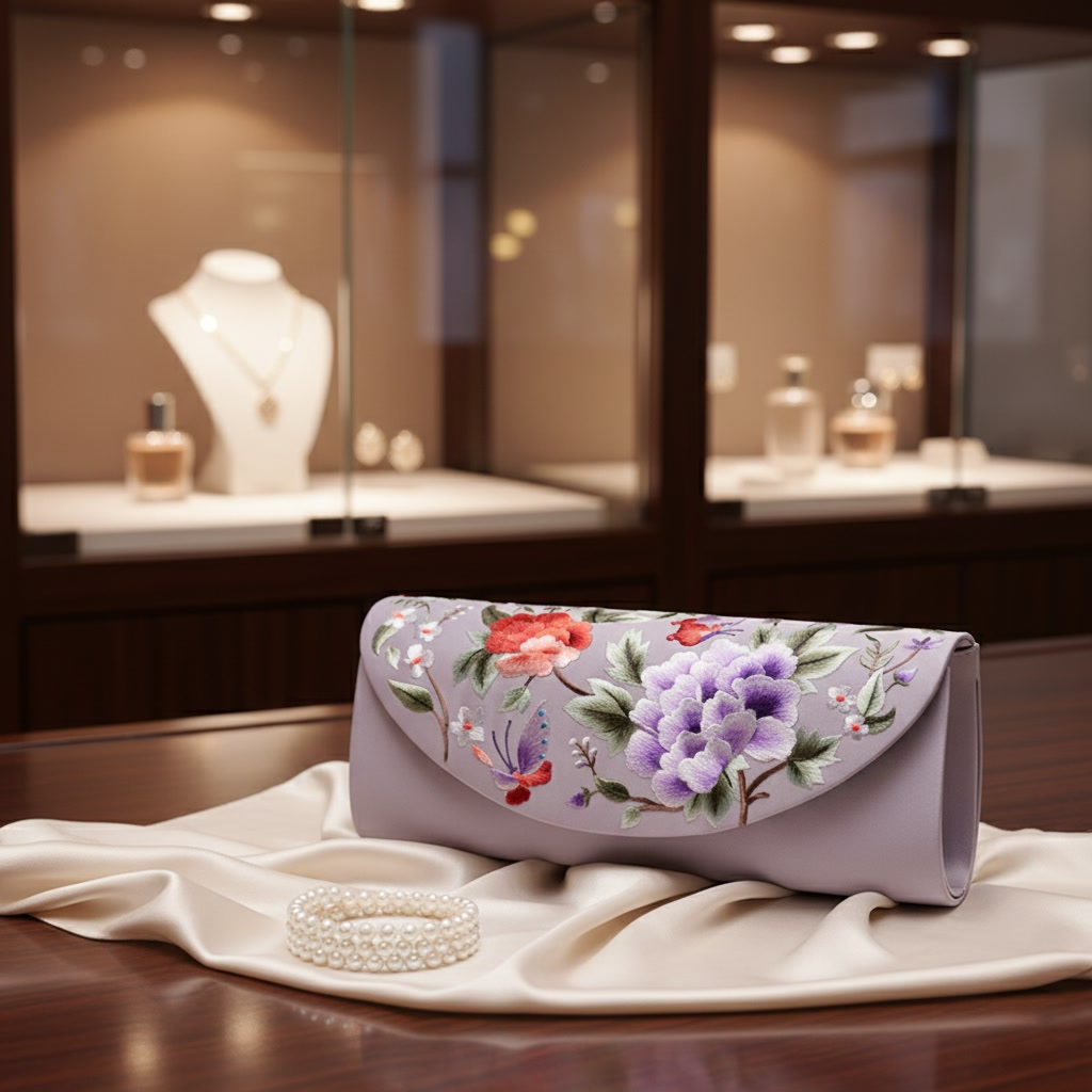 Heirloom-Grade Hand-Embroidered Clutch | Silk Brocade, Gift Ready