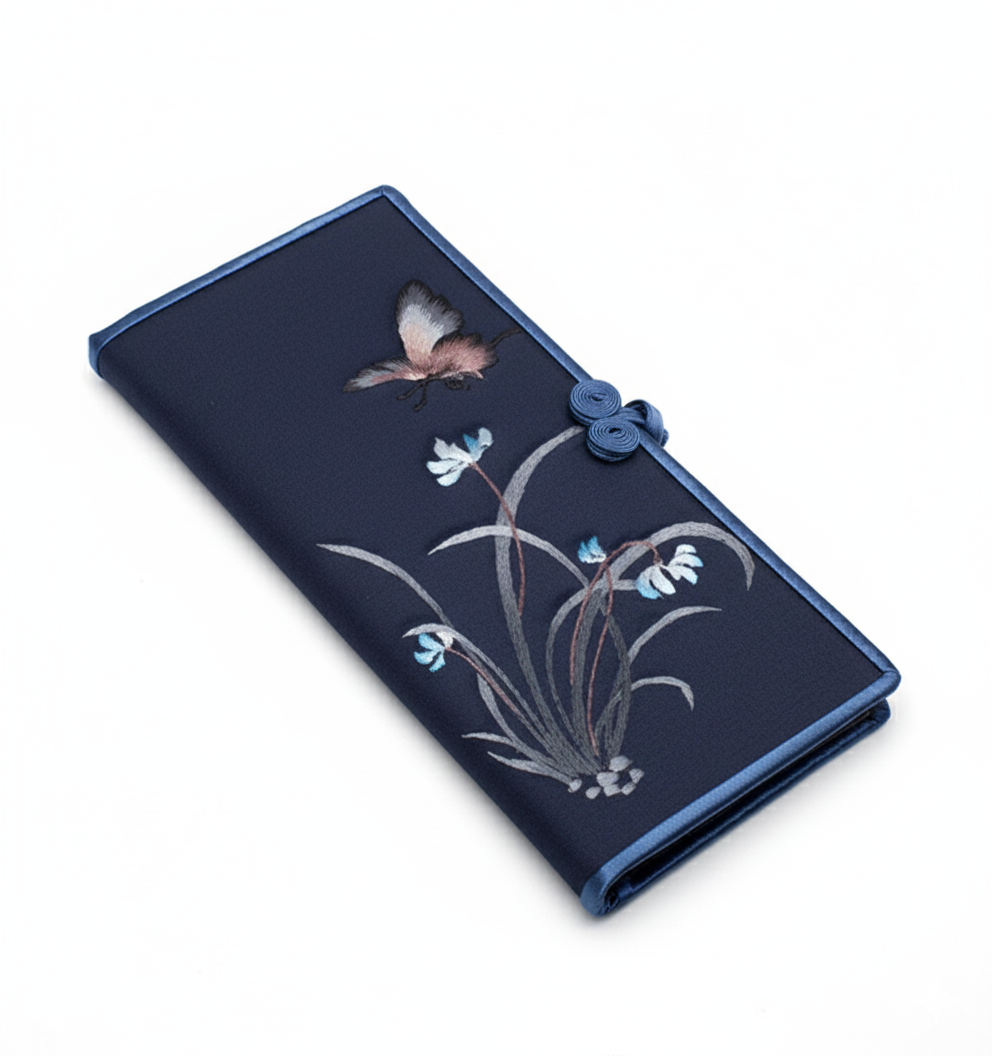 Elegant Embroidered Floral Clutch - Intricate Handmade Evening Bag