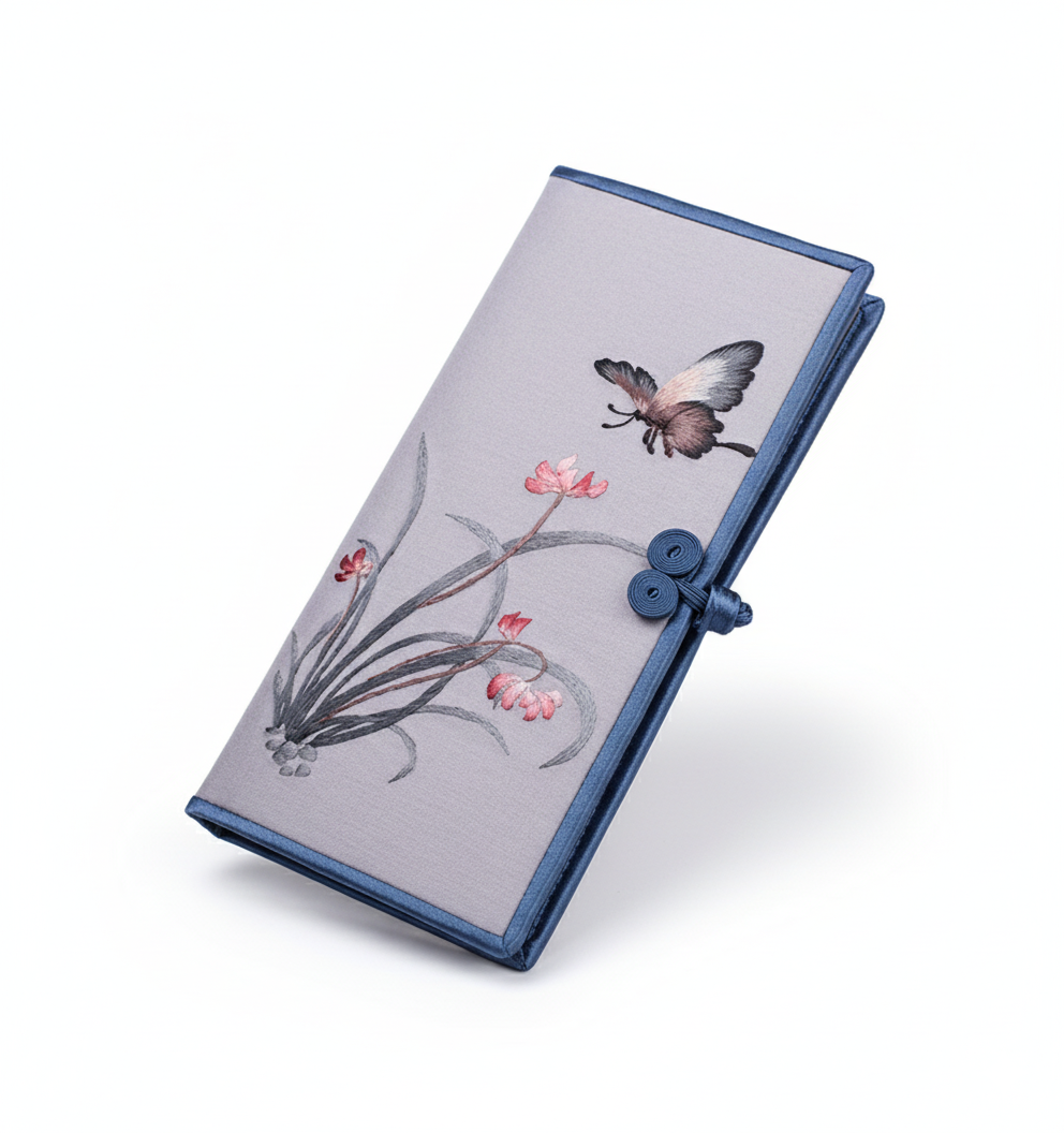 Elegant Embroidered Floral Clutch - Intricate Handmade Evening Bag